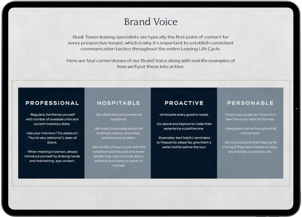 A mock up of website on a tablet