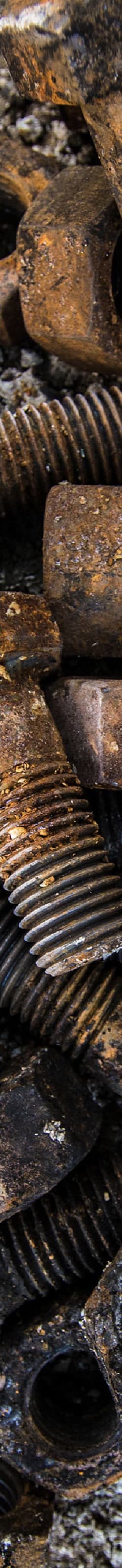 A closeup of rusted nuts and bolts.