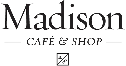 Madison - cafe & shop brandmark with the DAC triangle emblem below the wordmark