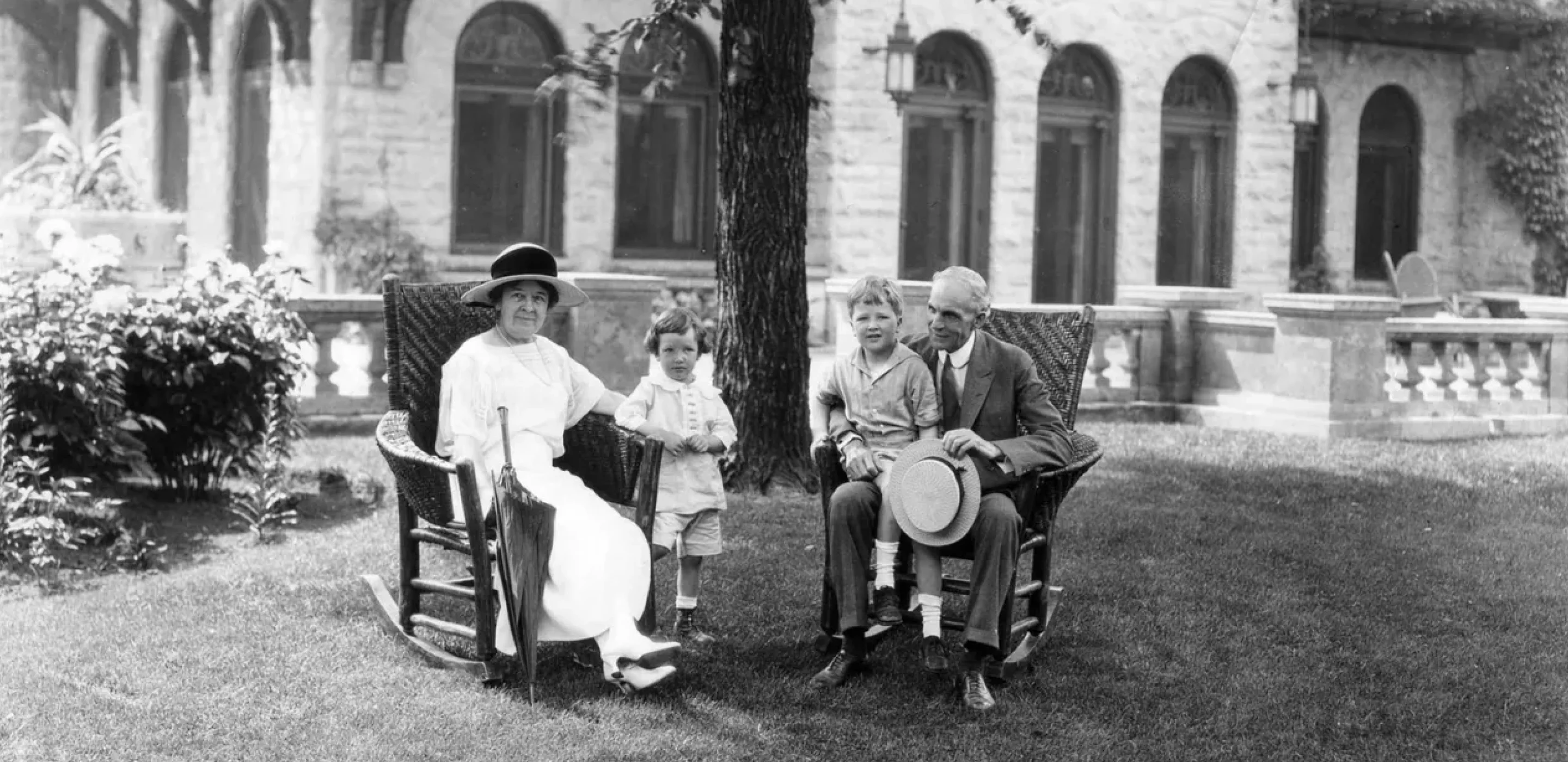 The Ford Family in the back yard.
