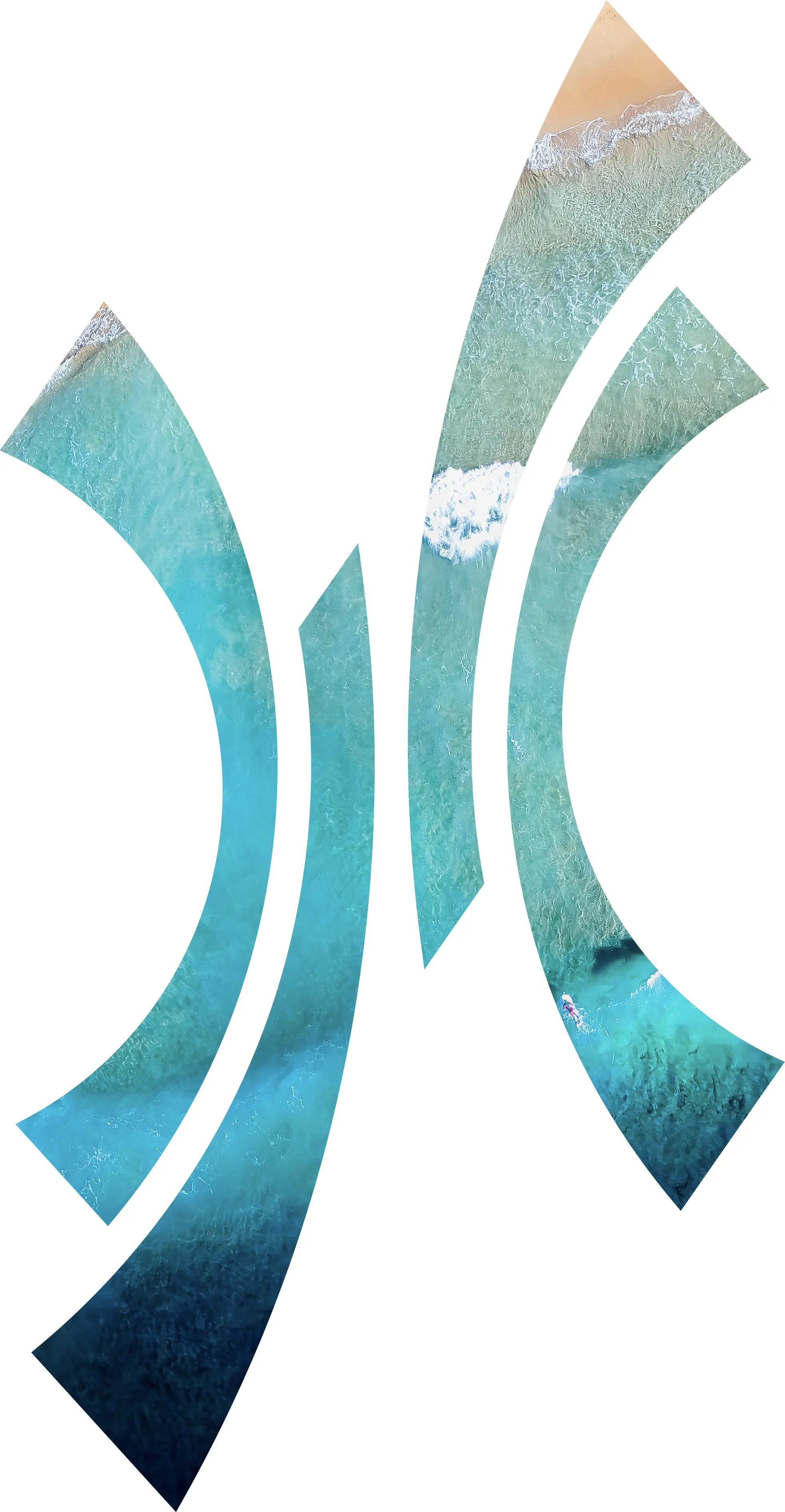 An overhead view of a emerald beach within the Hunolulu Seawater Cooling brand icon.