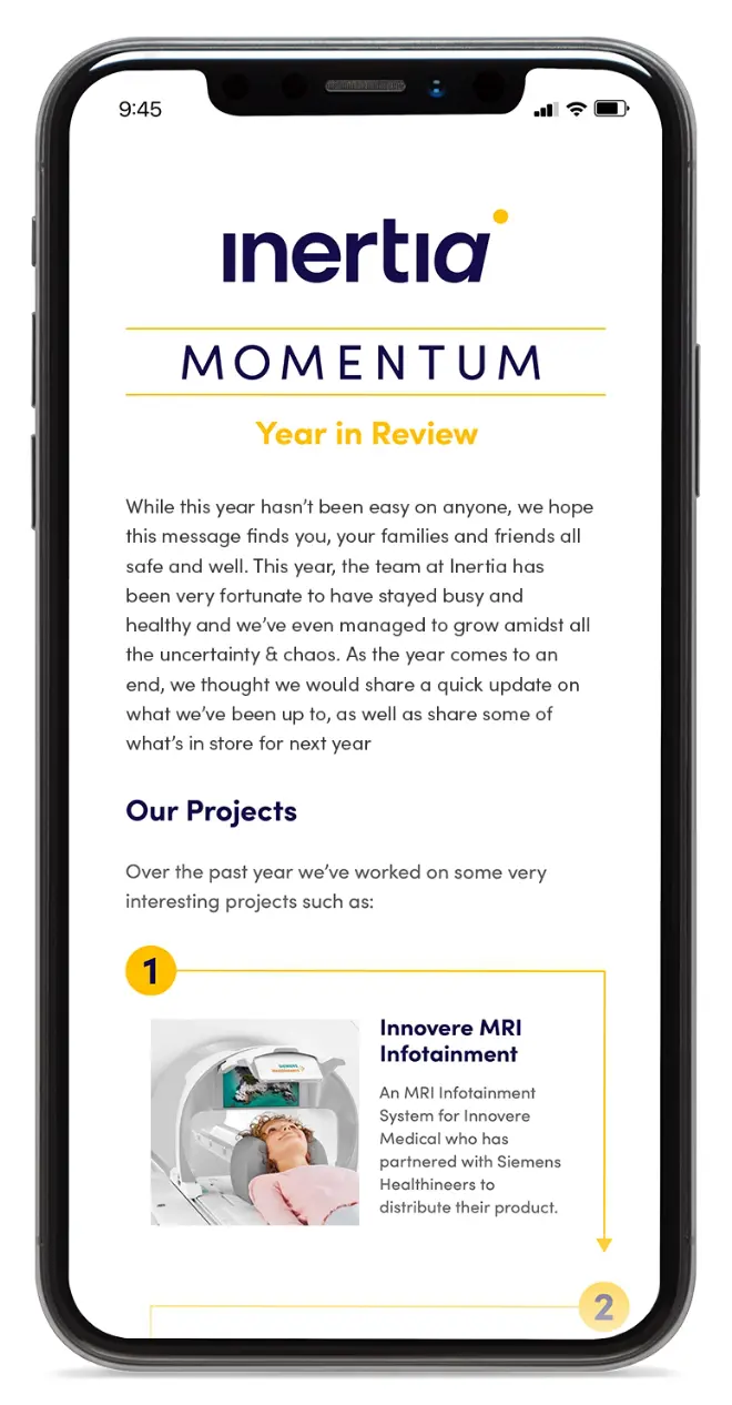 A mockup of potential website on a smartphone screen