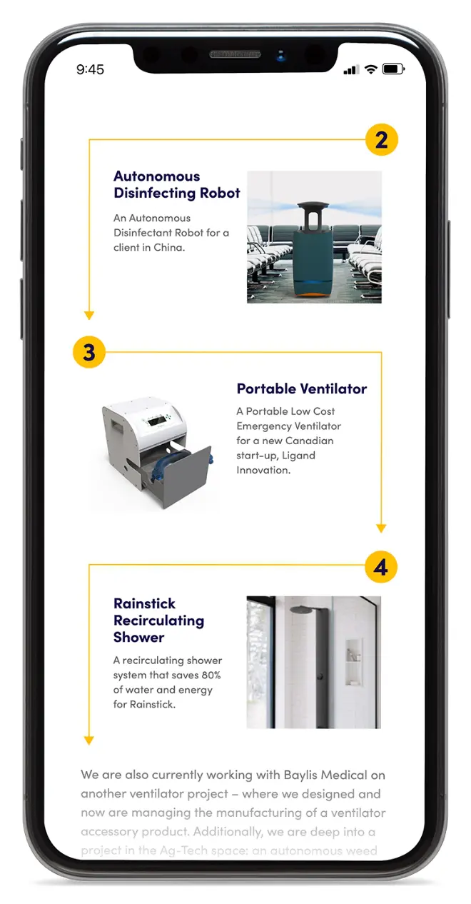 A second mockup of potential website on a smartphone screen