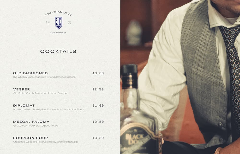 A mockup example of cocktail menu