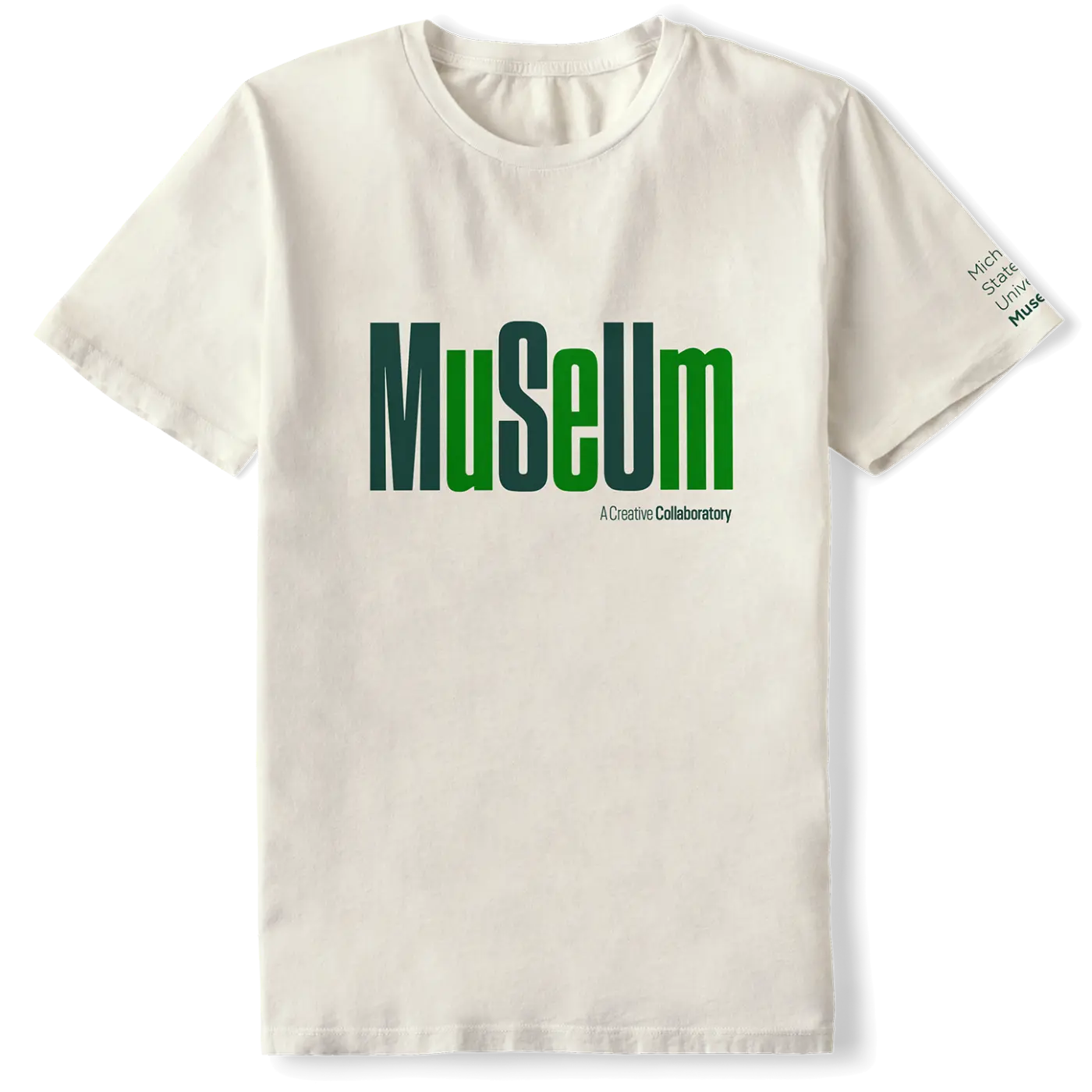 the new logo on an off-white t-shirt
