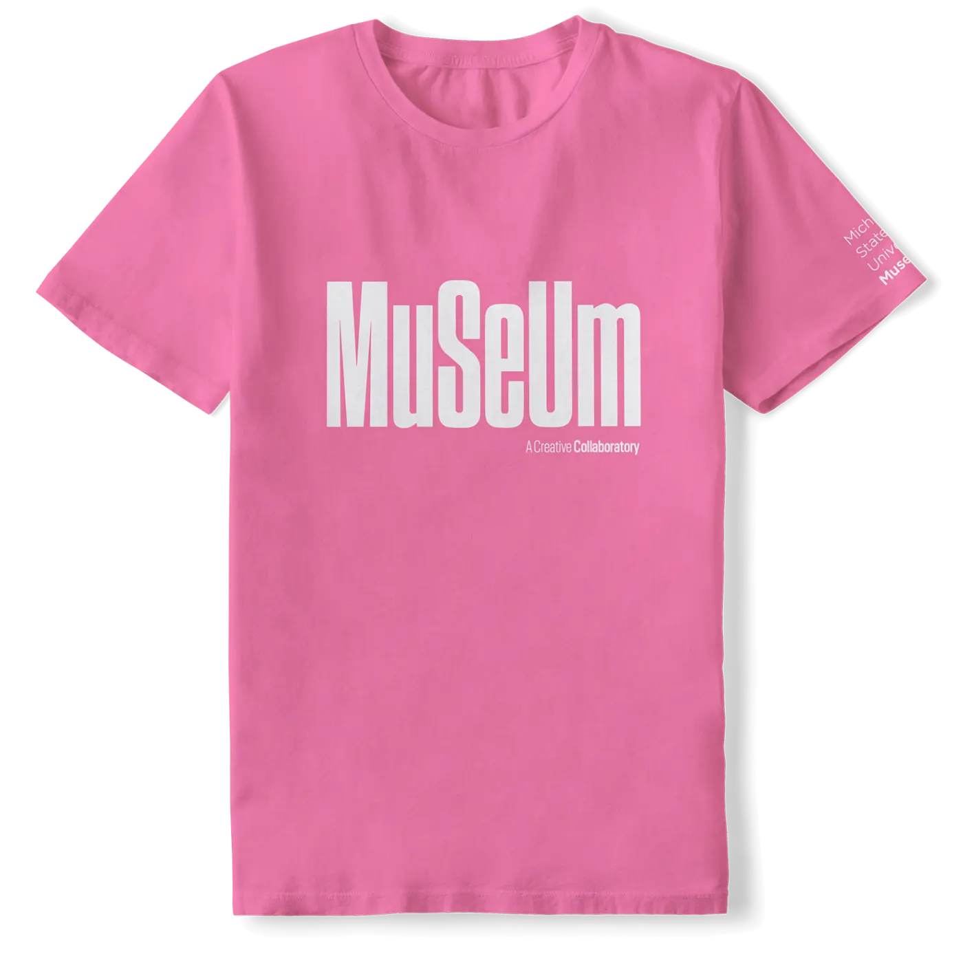the new logo on a pink t-shirt