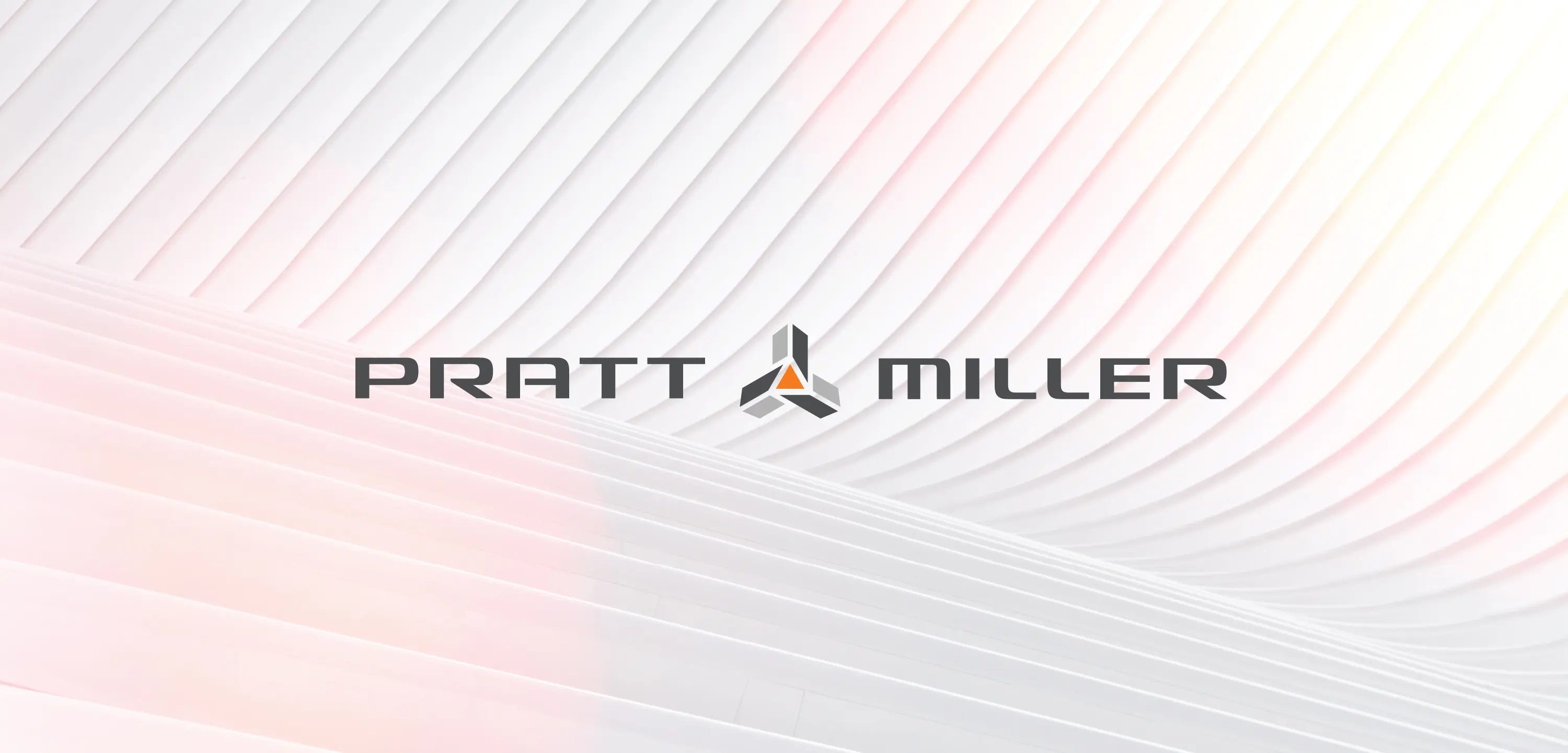 Pratt Miller's new logo against a white textured background.